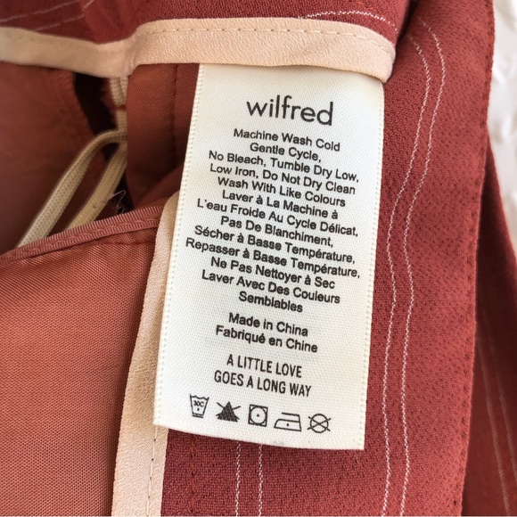 Aritzia Wilfred Red Tie-Front Pant Pinstripe High-waisted Dress Trouser Pant - Picture 10 of 14